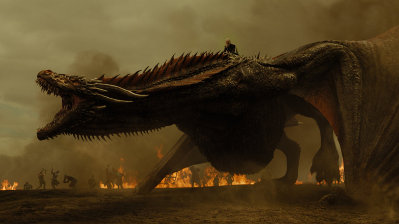 Daenerys riding Drogon in the Battle of the Goldroad in Game of Thrones (2017)