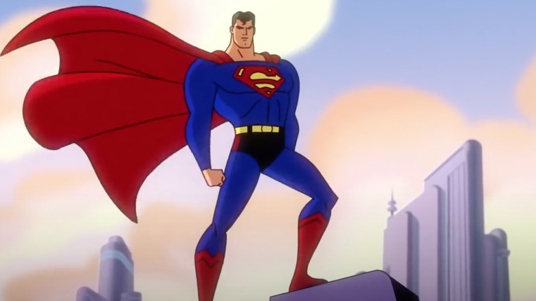 Superman standing on a building