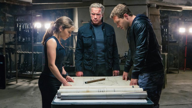 Arnold Schwarzenegger, Emilia Clarke, and Jai Courtney in Terminator Genisys