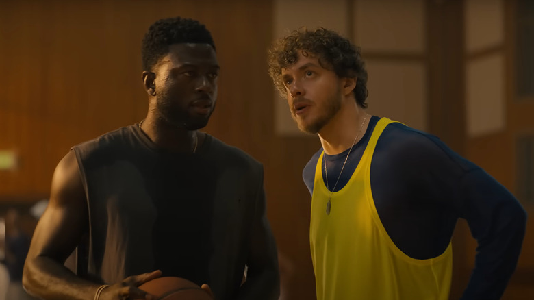 Jack Harlow and Sinqua Walls playing basketball