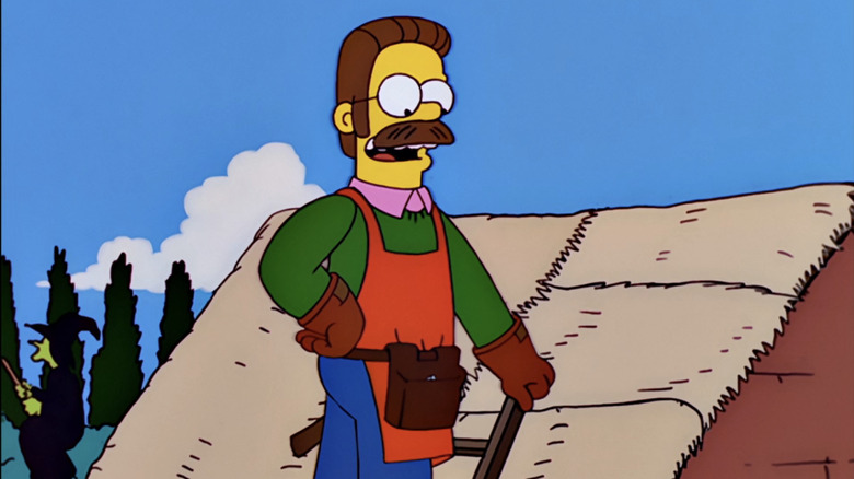 Ned Flanders working on a roof