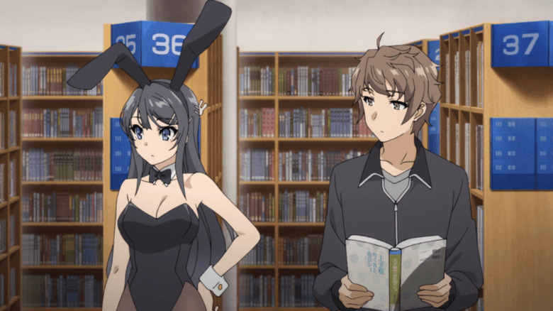 Sakuta and Mai in the library