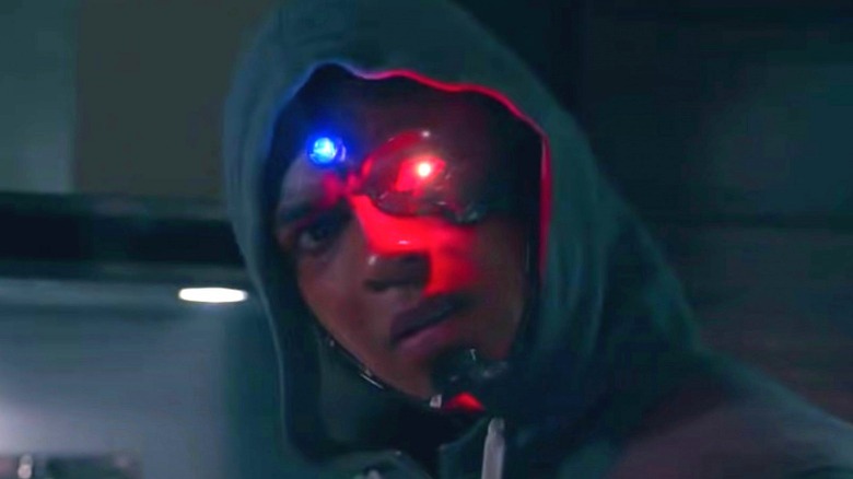 Cyborg with blue light head