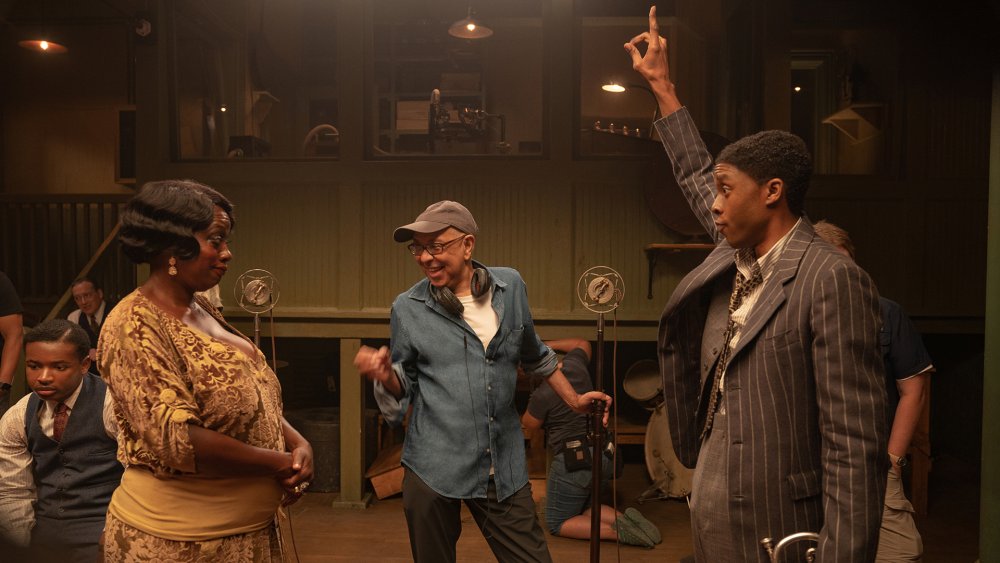 Viola Davis and Chadwick Boseman with Ma Rainey's Black Bottom director George C. Wolfe