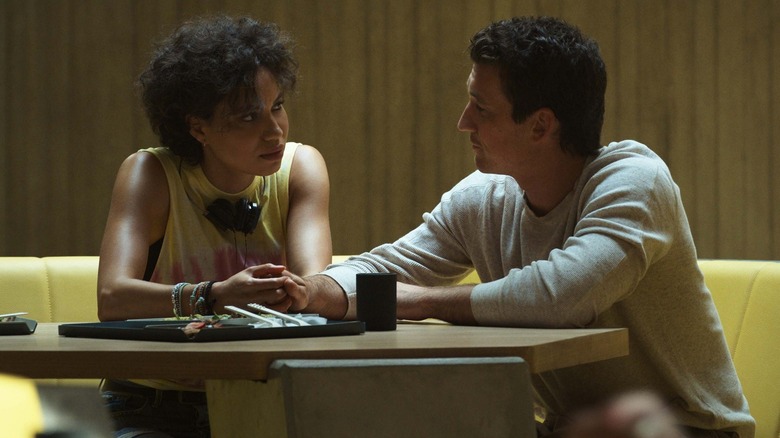 Jurnee Smollett and Miles Teller talking