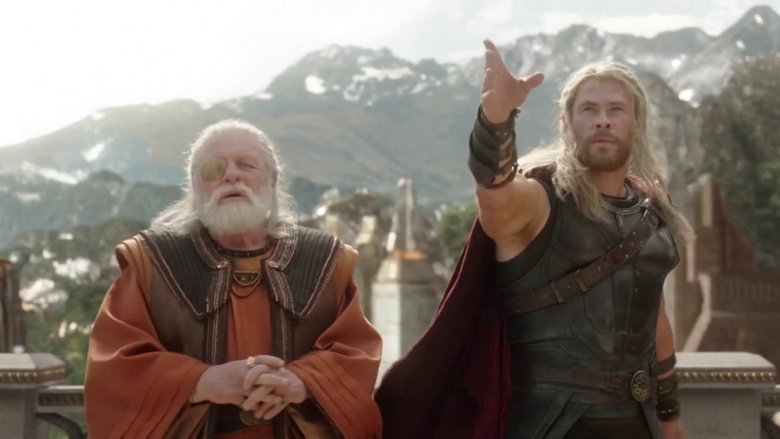 Anthony Hopkins and Chris Hemsworth in Thor: Ragnarok