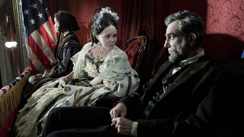 Mary Todd and Abraham Lincoln at the theater in "Lincoln" (2012)