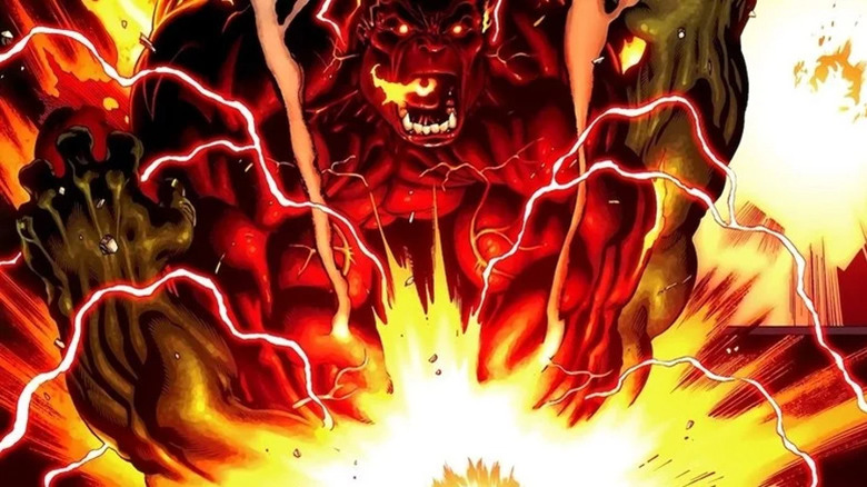 Red Hulk causing explosion