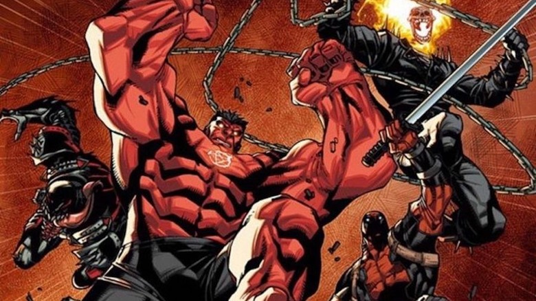 Red Hulk, Venom, Deadpool, and Ghost Rider