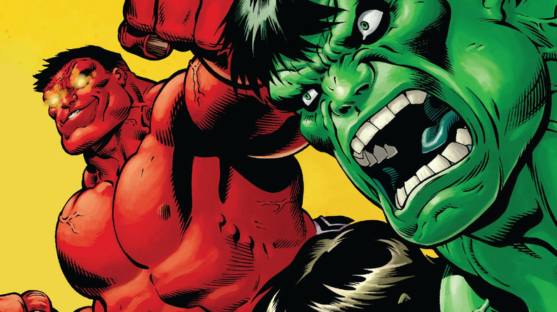 Hulk and Red Hulk fight side by side