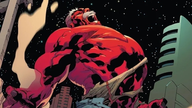 Red Hulk screams into the sky