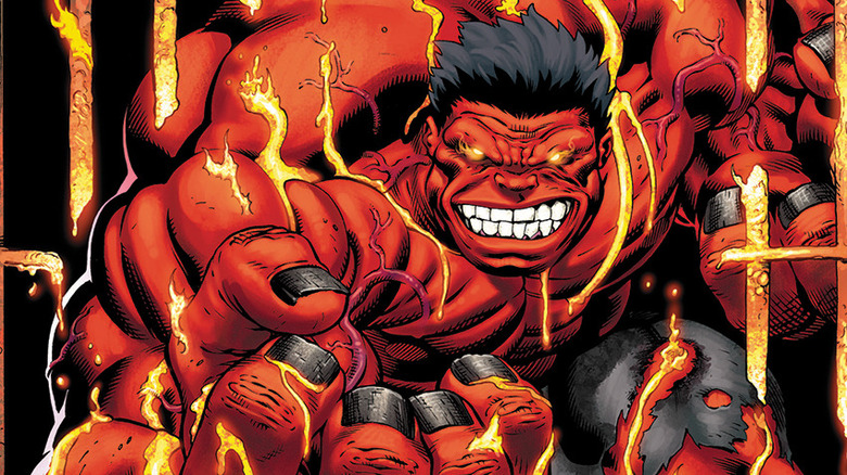 Red Hulk melts prison bars