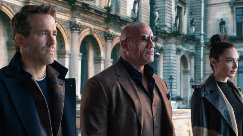 Dwayne Johnson, Ryan Reynolds and Gal Gadot in "Red Notice"