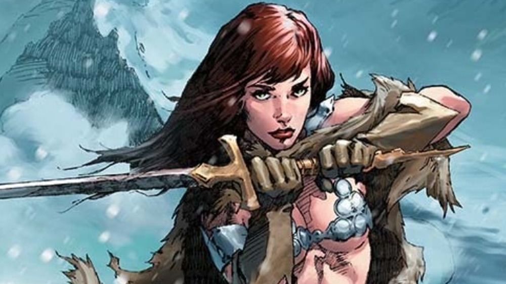 Red Sonja in a blizzard