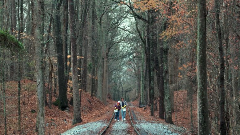 Steve and Dustin in the woods