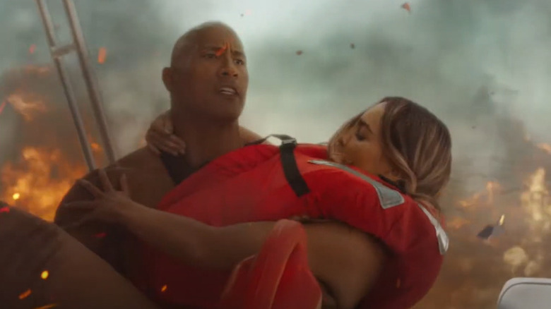 Baywatch the Rock rescuing woman