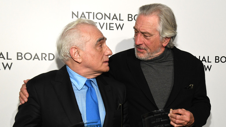 Robert De Niro hugging Martin Scorsese