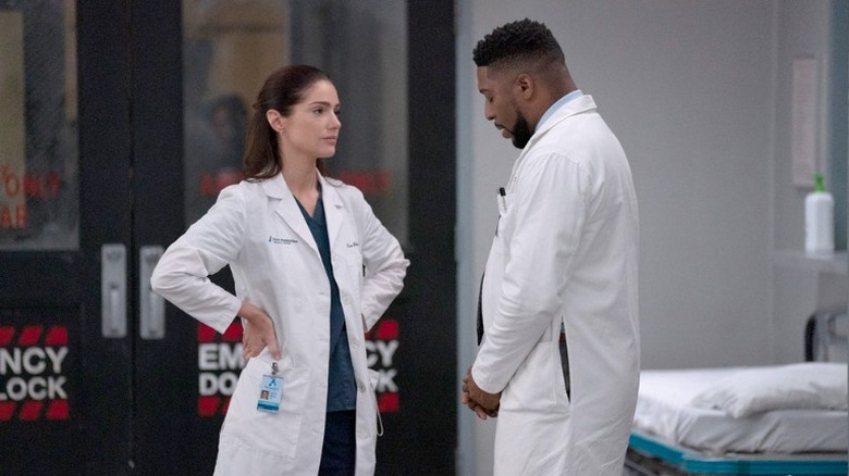 ﻿﻿Janet Montgomery and Jocko Sims in hospital garb