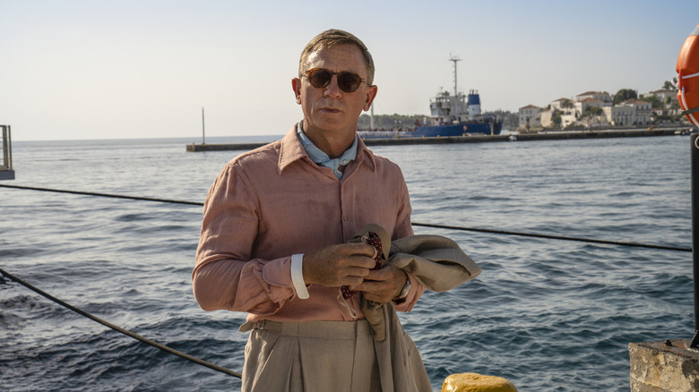 Benoit Blanc standing on dock