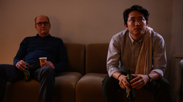 Richard Jenkins and Steven Yeun on couch