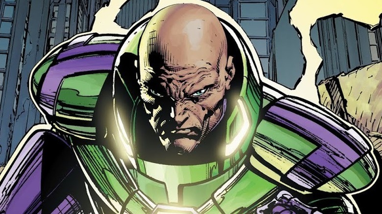 Lex Luthor wearing warsuit armor