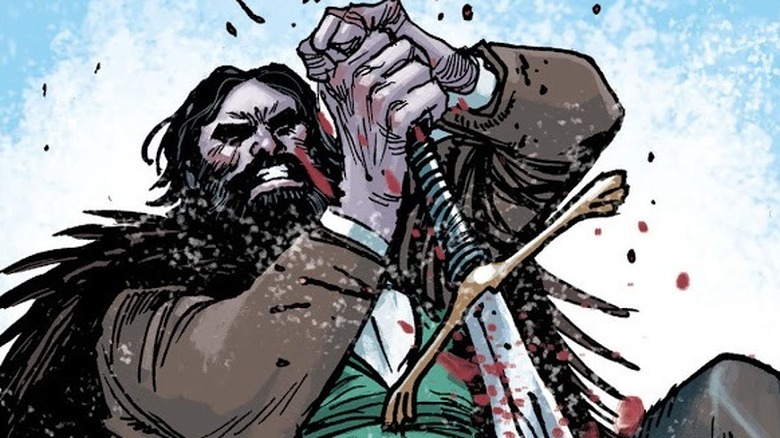 Vandal Savage wielding bloody sword