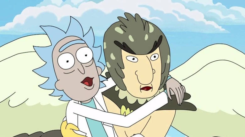 Rick Sanchez flying with Birdperson