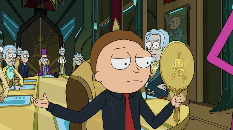 Morty and several Ricks, all voiced by Roiland