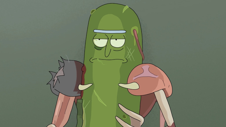 Rick Sanchez with pickle body and rodent appendages