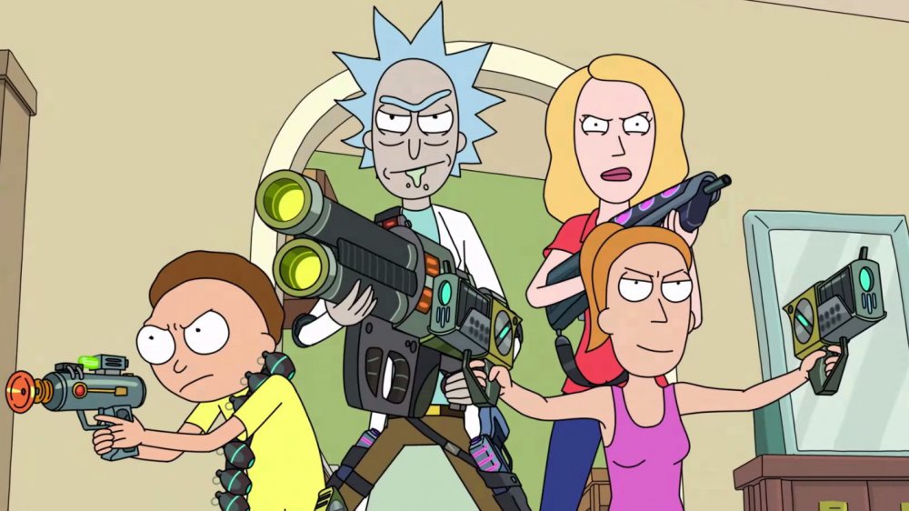 Beth, Summer, Rick, and Morty