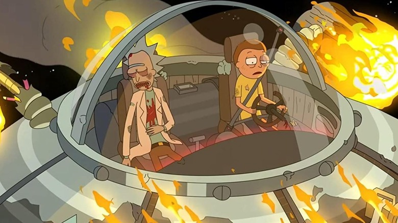 Rick and Morty injured in space