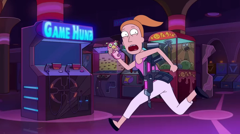 Summer Smith flees alien terrorists on Rick and Morty