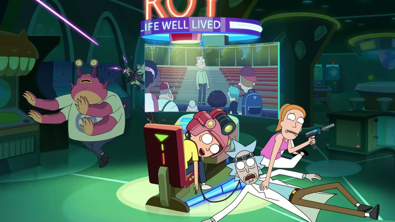 The Blips and Chitz arcade on Rick and Morty