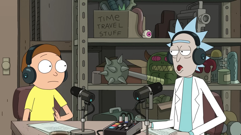 Rick and Morty record a podcast on Rick and Morty