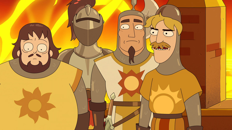 Daniel Radcliffe, David Mitchell, Robert Webb, and Matt King voice Knights of the Sun on Rick and Morty