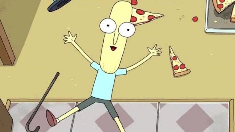 Mr Poopybutthole rolling in pizza