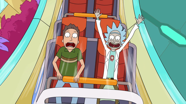 Jerry and Rick ride a rollercoaster