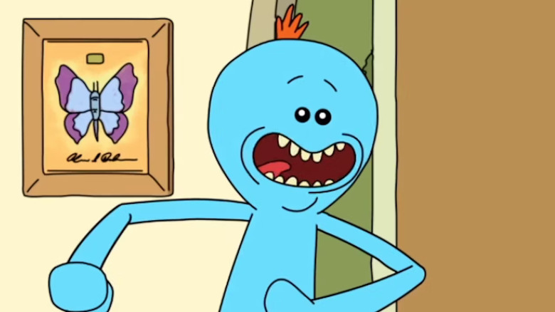 Mr. Meeseeks smiling