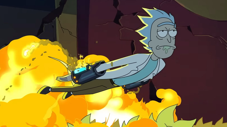 Rick flying with sad expression