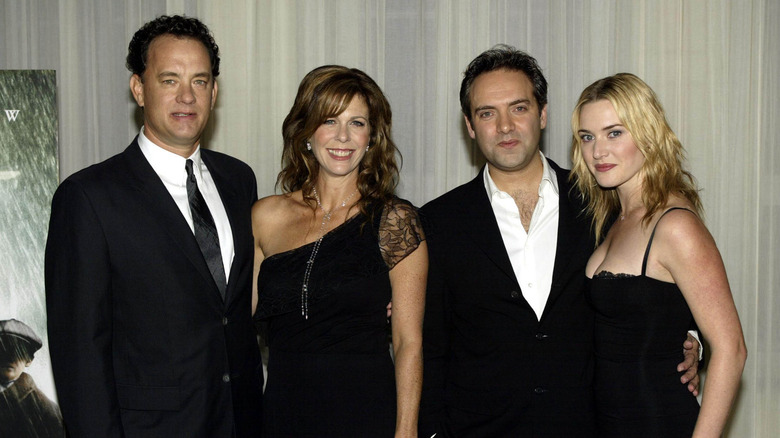 Hanks and Mendes pose with wives 