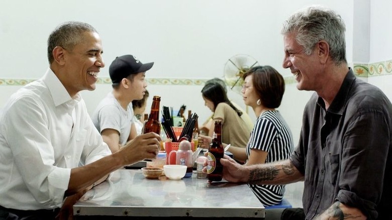 Barack Obama and Anthony Bourdain talking