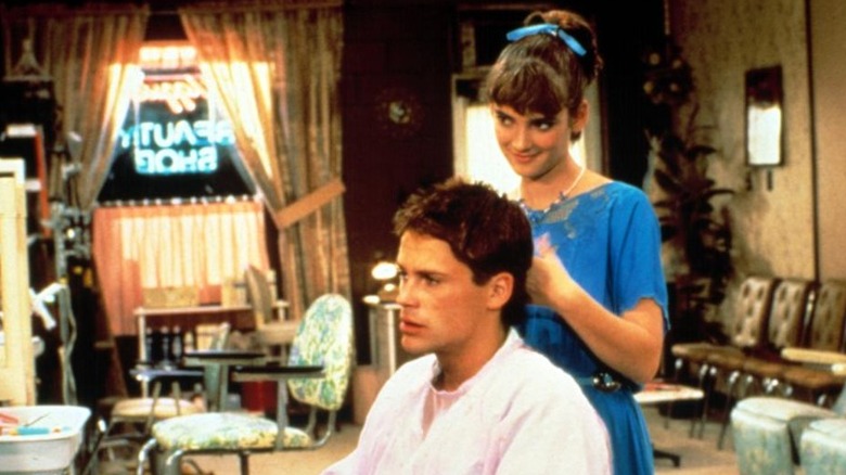 Rob Lowe gets hair cut from Winona Ryder in Square Dance