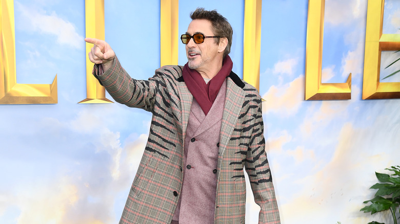 RDJ pointing on the red carpet