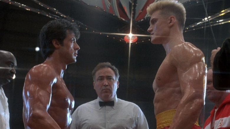 Rocky and Drago squaring off