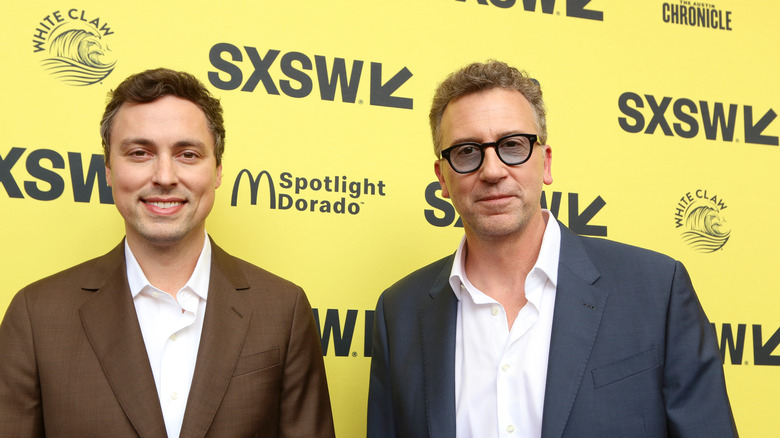 John Francis Daley and Jonathan Goldstein on a red carpet