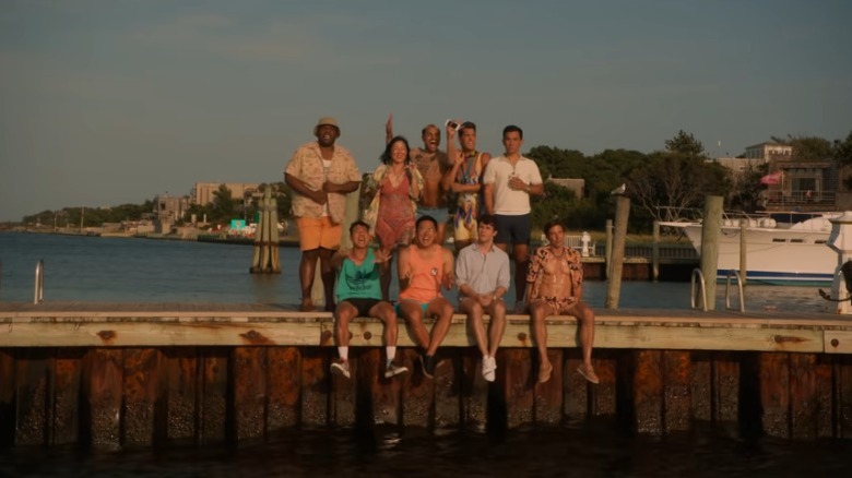 Noah, Howie, Luke, Keegan, Max, Erin, Will, Charlie, and Cooper on a pier