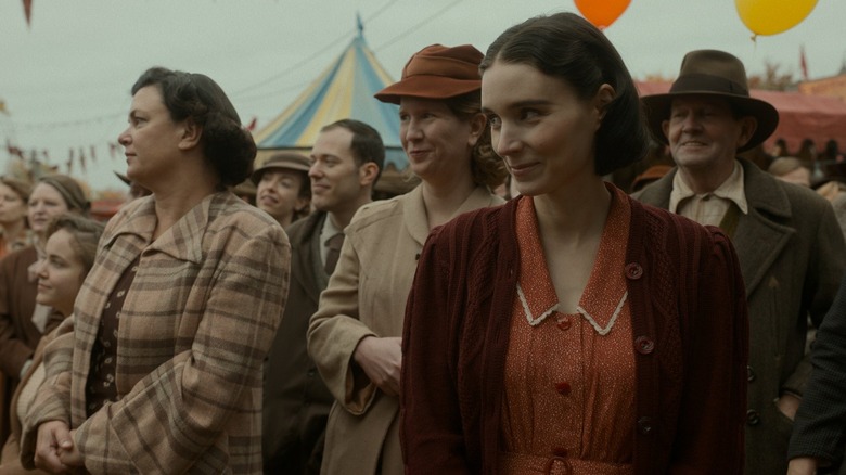 Rooney Mara with carnival crowd