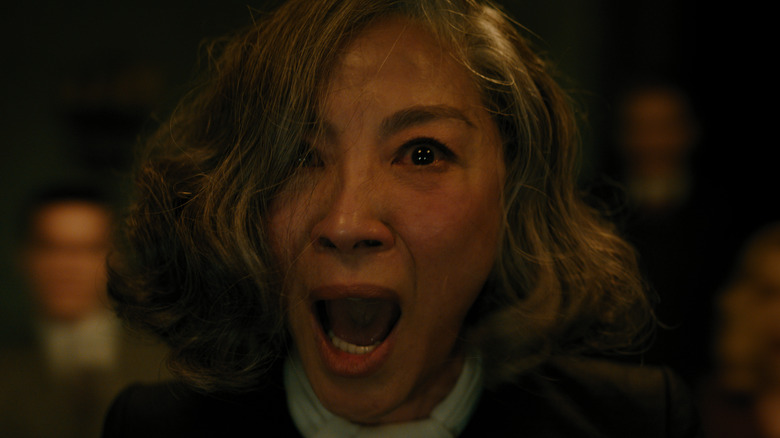 Michelle Yeoh screaming in Haunting in Venice