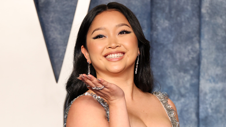 Lana Condor blowing a kiss