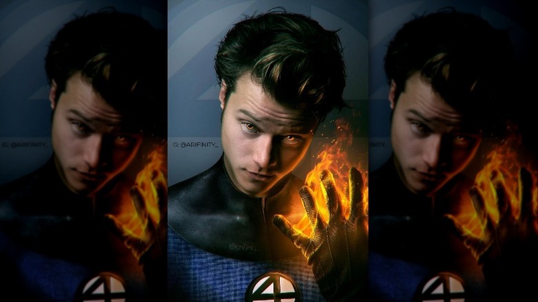 Fan art by @arifinity_ of Rudy Pankow as Human Torch